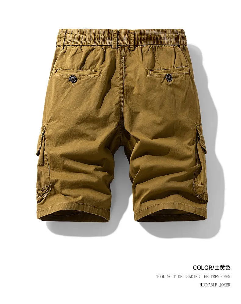 Men's Trendy Shorts - Summer Cotton-blend Breathable Multi-Pocket Outdoor Workwear Cargo Pants, Suitable for Hiking and Jogging