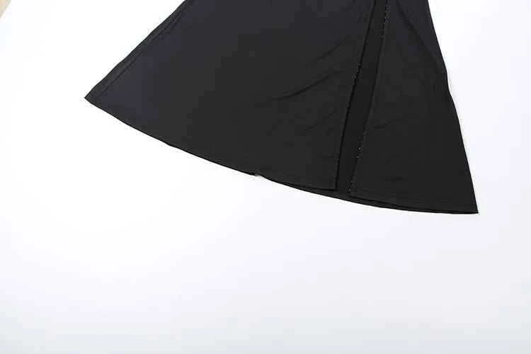 Kliou Sexy High Splits Solid Long Dress Woman Half High Collar Short Sleeve Hollow Design Midnight Club Party Elegant Vestidos