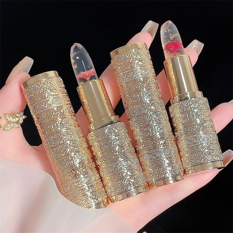 Moisturizing Flower Transparent Lipstick Temperature Color Changing Lip Balm Long Lasting Jelly Lipstick Lips Care Makeup 1pc