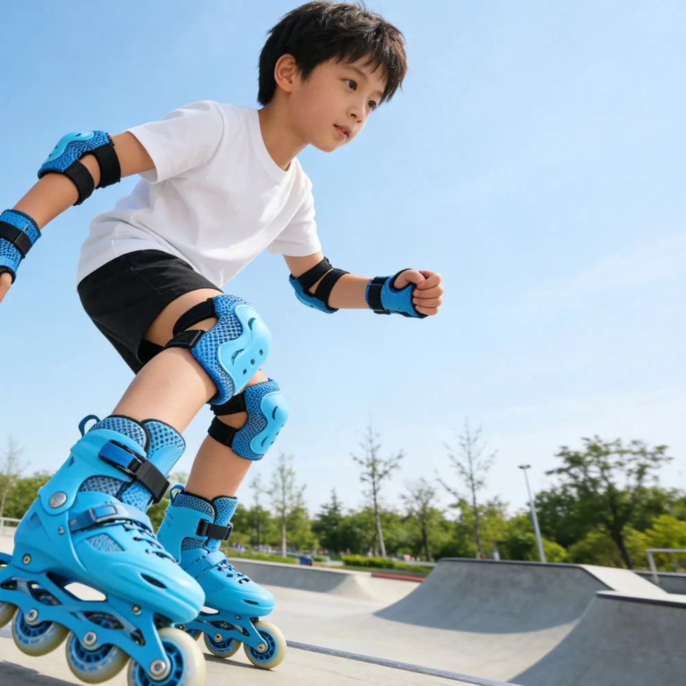 Kids Knee Pads Elbow Pads Age 3-7 Toddler Boys Girls, 6 In 1 Protective Gear Safety Set with Wrist Guard for Skating Cycling Ne