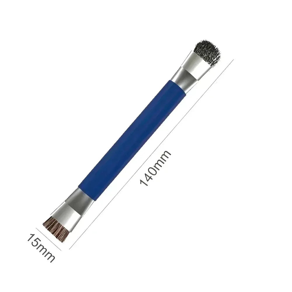 Safe double-ended brush circuit board repair for integrated circuit chips, cleaning of mobile phone/computer motherboards