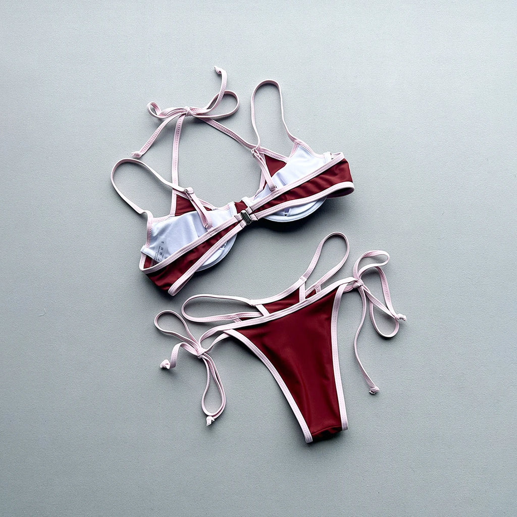 Push Up Bikinis 2026 Sexy Women Swimsuit Swimwear Female Patchwork Bikini Set Biquini Bathing Suit Thong Swimming Suit Beachwear