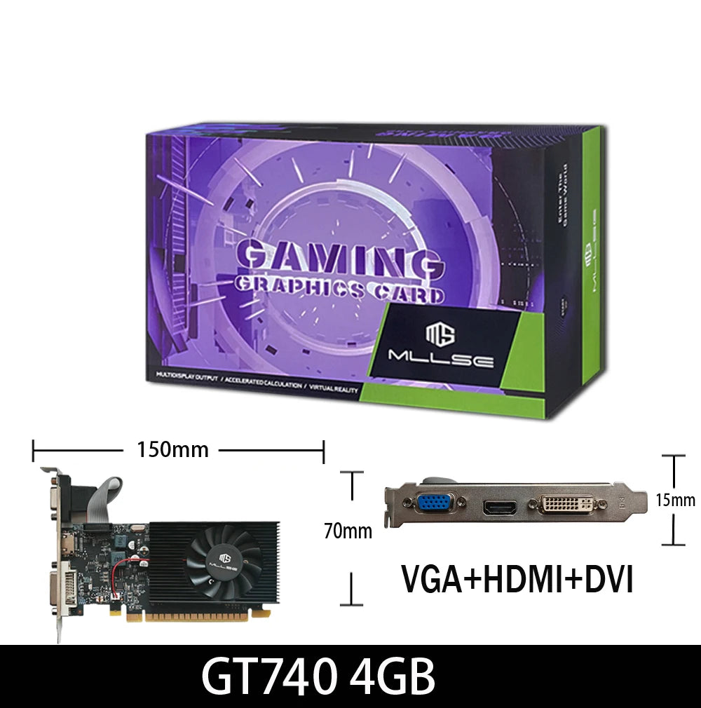 MLLSE GT730 4GB GT740 4GB Graphics Card GDDR3 128Bit DVI VGA PCI-E 3.0 Geforce GPU Gt 730 Gaming Video Card Placa De Video