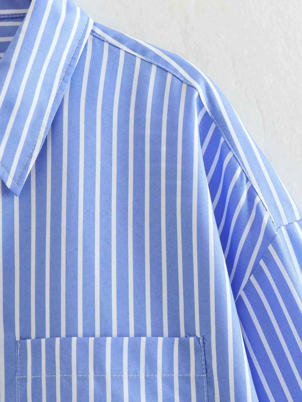 Women 2025 Pocket Stripe Printed Shirt Fashion Single Breasted Vintage Long Sleeve Spring Autumn Causal Elegant Loose Tops