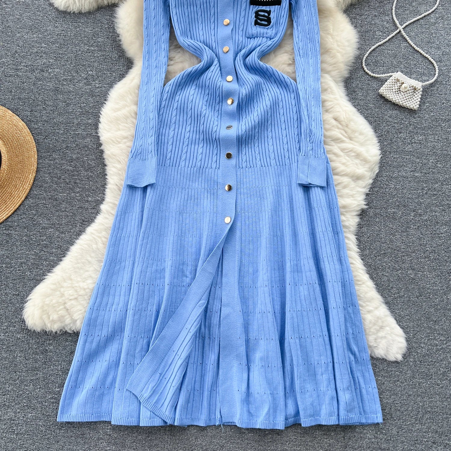 SINGREINY Autumn Winter Wear Dress Women Polo Single Breasted Pocket Design Bodycon Knitting Temperament Sweater Long Dresses
