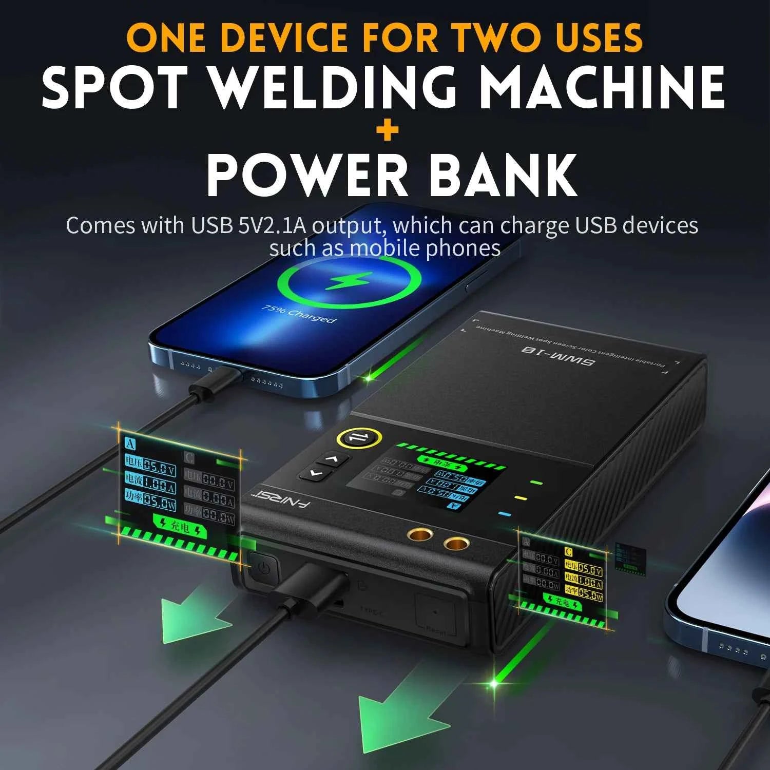 FNIRSI SWM-10 spot welder, 18650 battery assembly, up to 0.25mm, 5000mAh