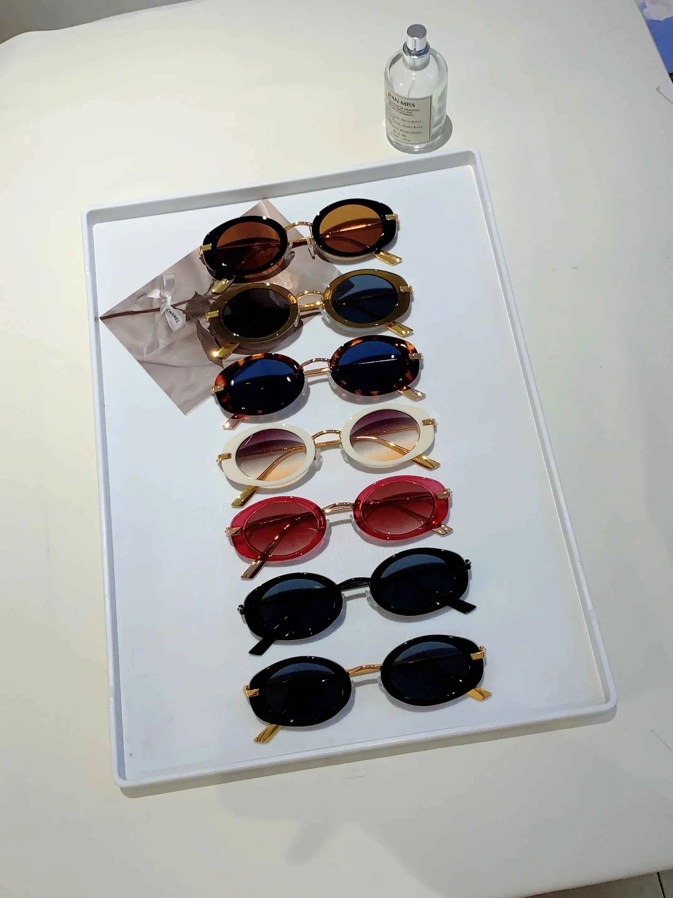 Small Oval Frame Retro Sunglasses Luxury Metal Designer Shades Women's Trendy Fashion Brand Leopard Beach Sun Glasses for Lady