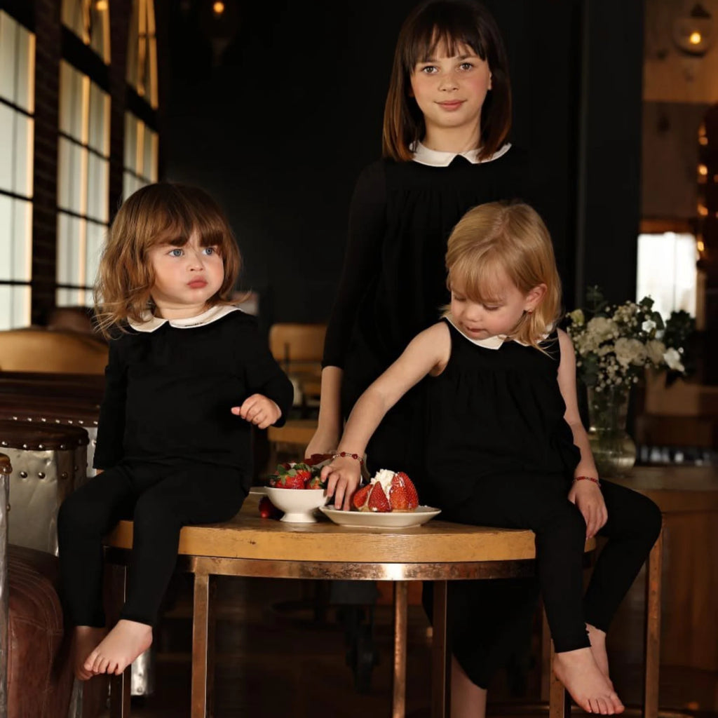 2026 Mali's SS Black Embroidery Pajamas Boutique Sleepwear Set Girl Dress Nightgown Baby Boy Sets Children Clothing