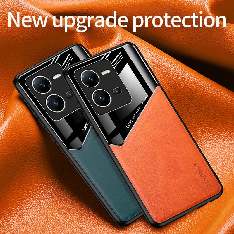 Luxury Magnetic Leather Glass Phone Case For VIVO V25 V25E Pro Ultra Thin Soft Matte Back Camera Protector Film Cover Shell