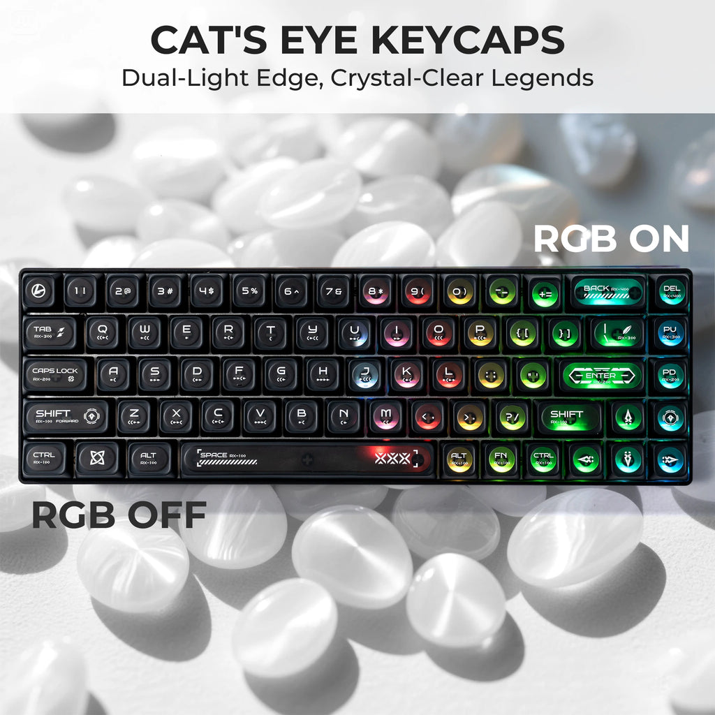 XVX White Shine Through Cats eye MAX Profile Dye-Sub PBT Keycap Set 136-Key