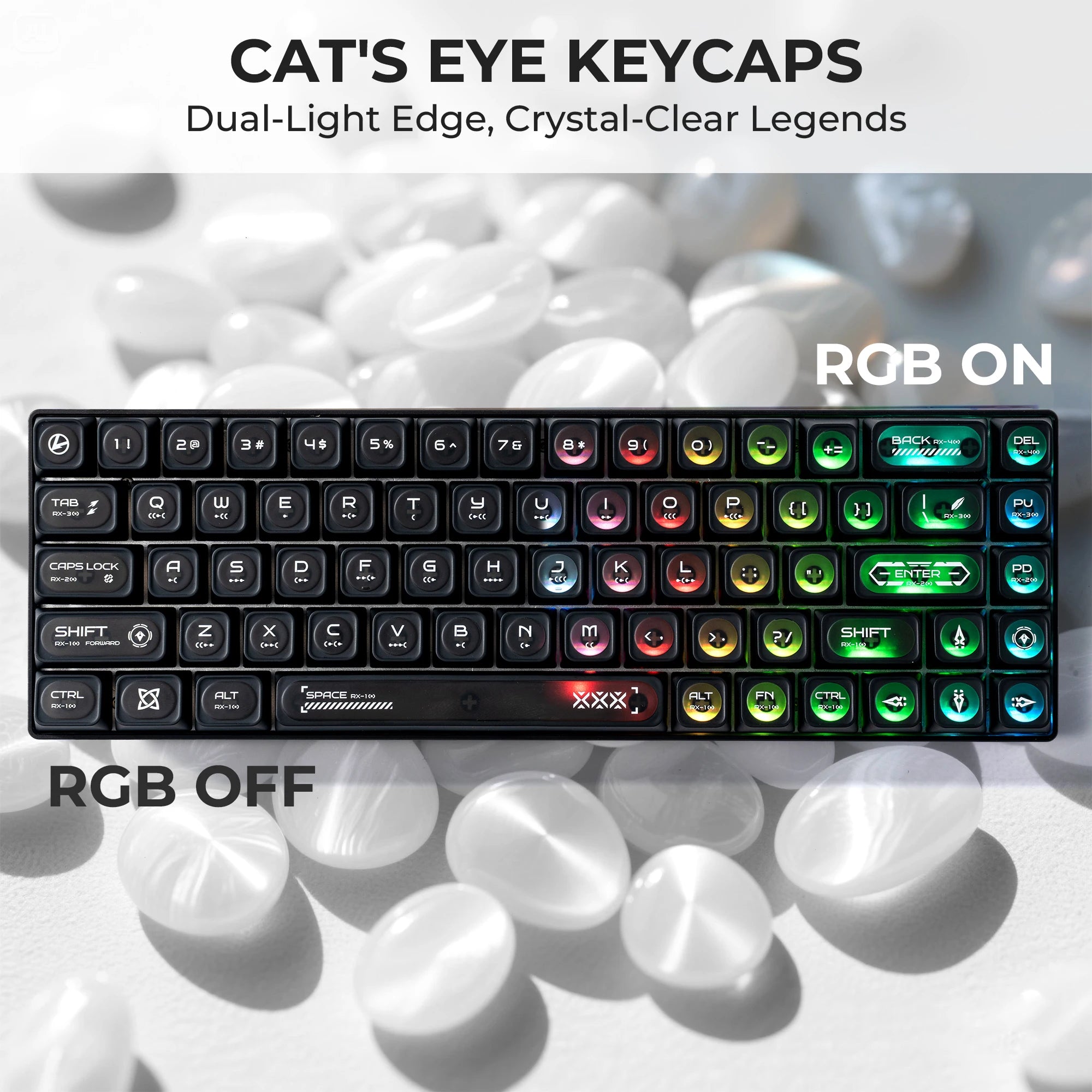 XVX White Shine Through Cats eye MAX Profile Dye-Sub PBT Keycap Set 136-Key