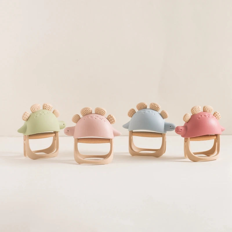 Baby Silicone Teether Dinosaur Silicone Gloves Baby Care Utensils 0 12 Months Dental Care Silicone Rattle Toys Chewing Gum Baby