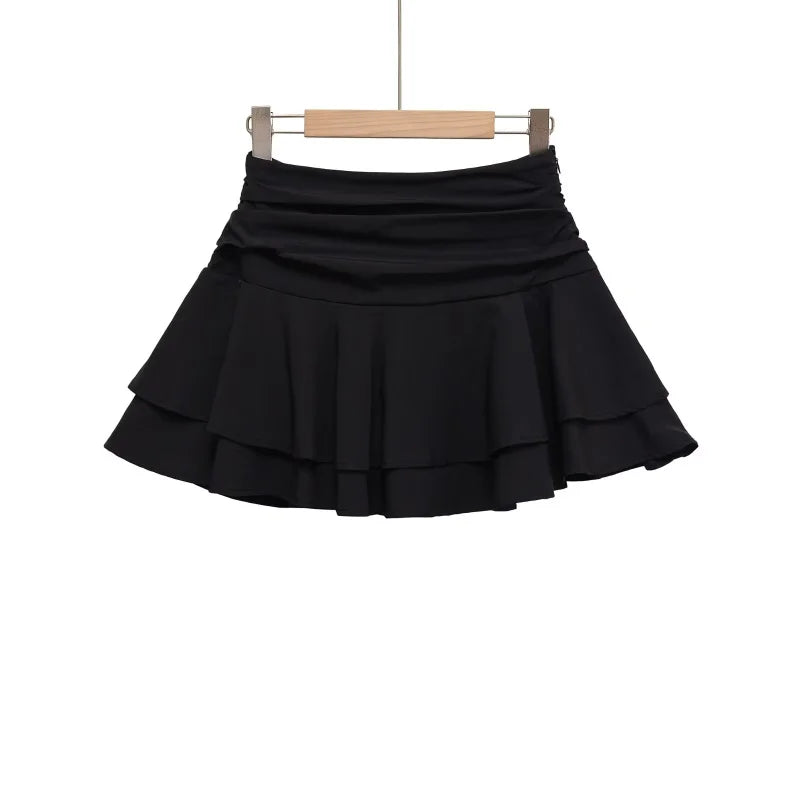 ETJ 2025  women's summer new sexy fashion hot girl style flouncy stacked decoration mid-waist short skirt pants