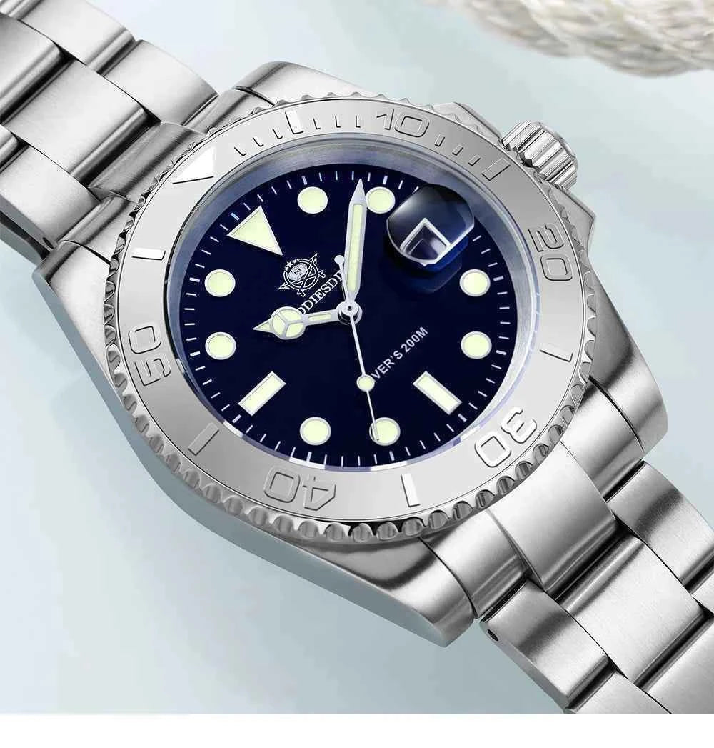 ADDIESDIVE New Luxury Men's Watch Stainless Steel BGW9 Super Luminous Quartz Men's Watch Diver 200m Men Analog Watches MY-H3C