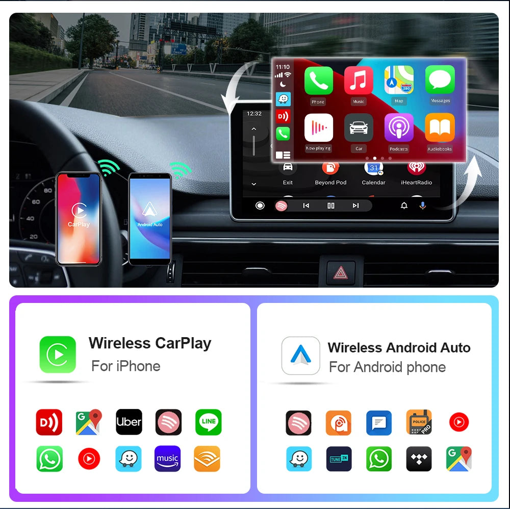 EKIY A2 Wired to Wireless Android Auto Adapter For Wired Android Auto Cars Smart Ai Box Bluetooth WiFi Spotify Auto Connect Map