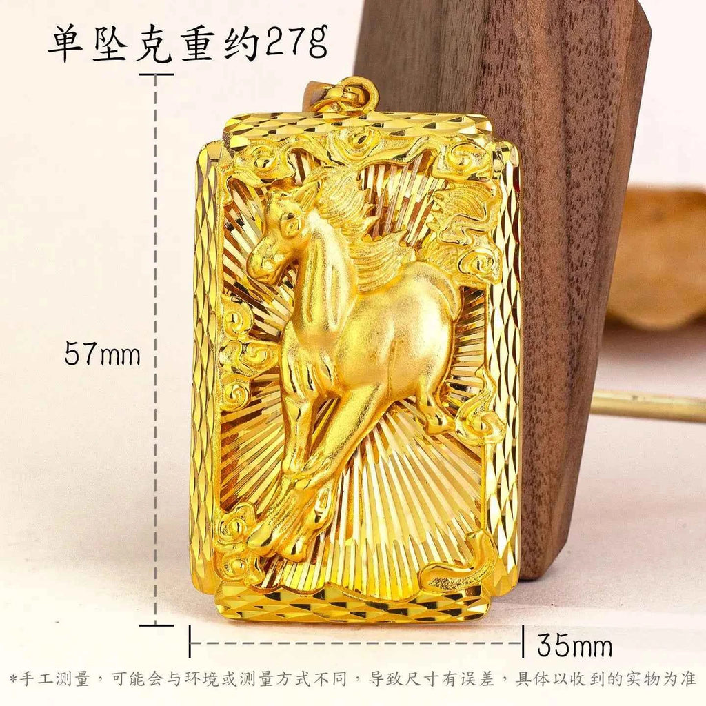 Luxury 24K Pure Gold Horse Pendant Necklace for Men - Symbol of Success