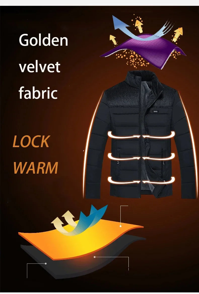 Warm Windproof Jacket Men 2025 Winter New Fashion Comfortable Thickened Outdoor Hooded Overcoat Male Casual Clothes