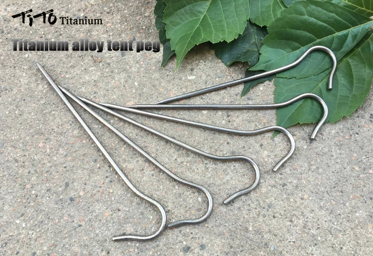 TiTo 3.0*165mm Ultralight Camping Accessories Titanium Alloy Tent Stake Pegs With Hook