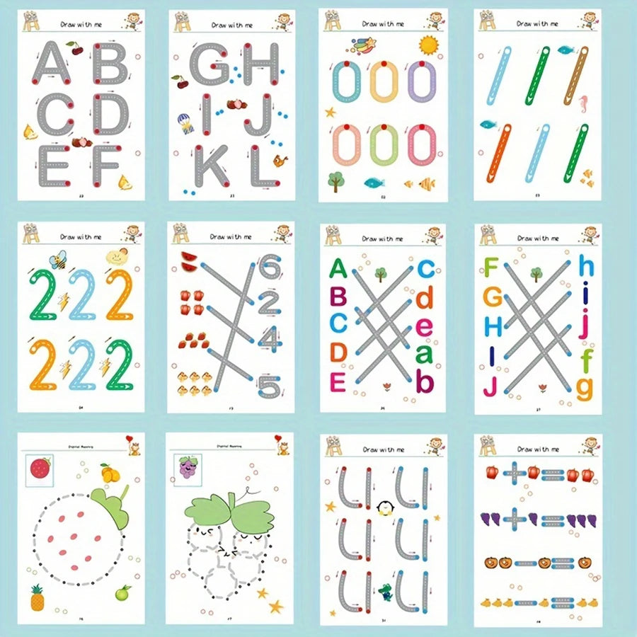 Reusable magic tracking workbook, suitable for children, drawing and control training, thick lines, educational diary, notebook