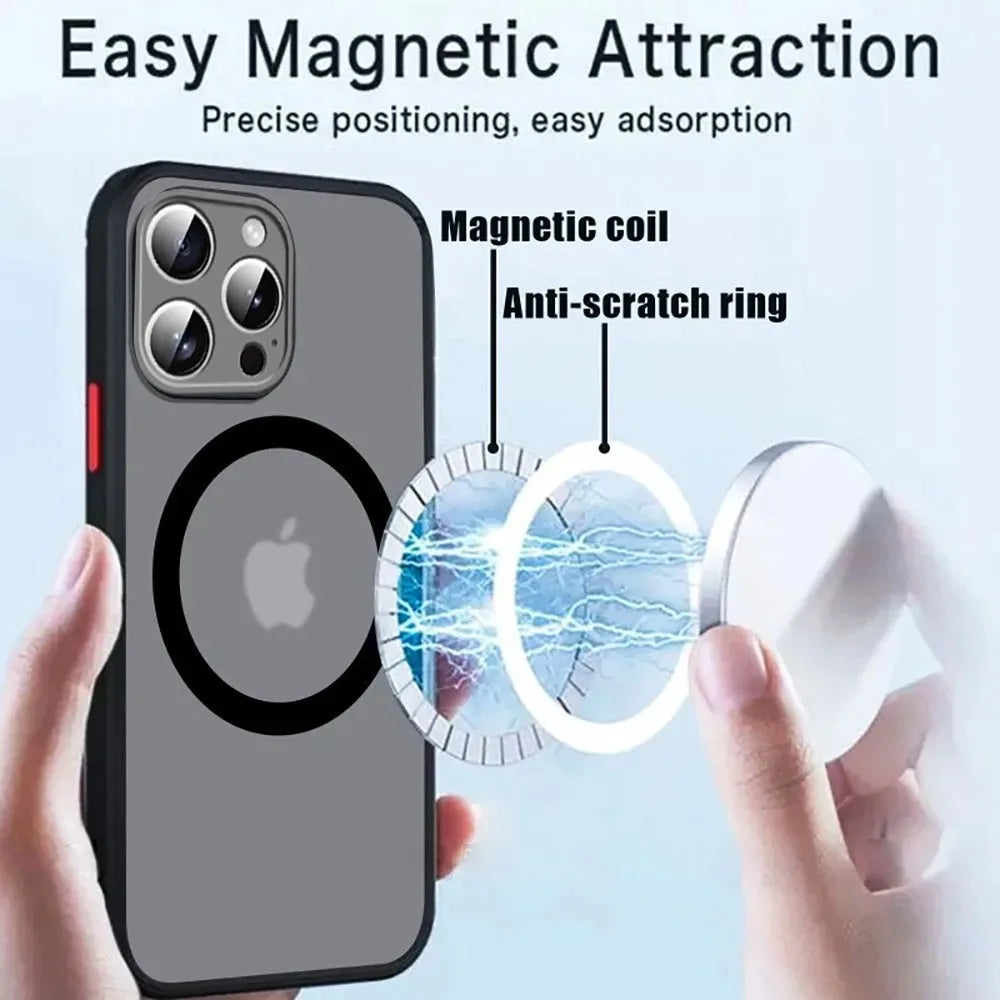 Luxury Armor Matte For Magsafe Magnetic Wireless Charging Case For iPhone 17 16 15 14 13 12 11Pro Max Mini Plus Shockproof Cover