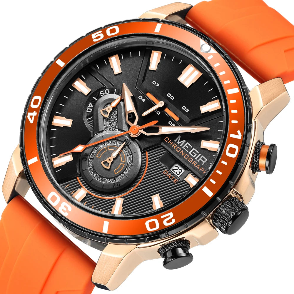 MEGIR Men Wristwatch Fashion Casual Quartz Date Watches Luxury Male Clock Chronograph Multifunctional 30M Waterproof Sport