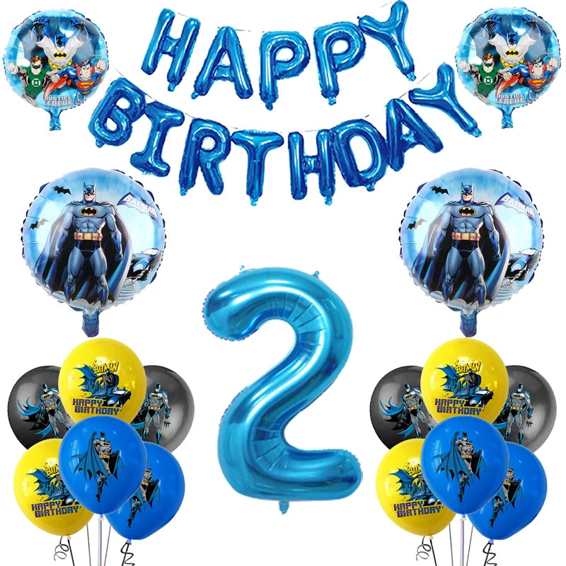 Party Tableware The Dark Hero Cartoon Boys Balloons Birthday Party Decoration Plate Cup Napkins Balloons Baby Shower Supplies