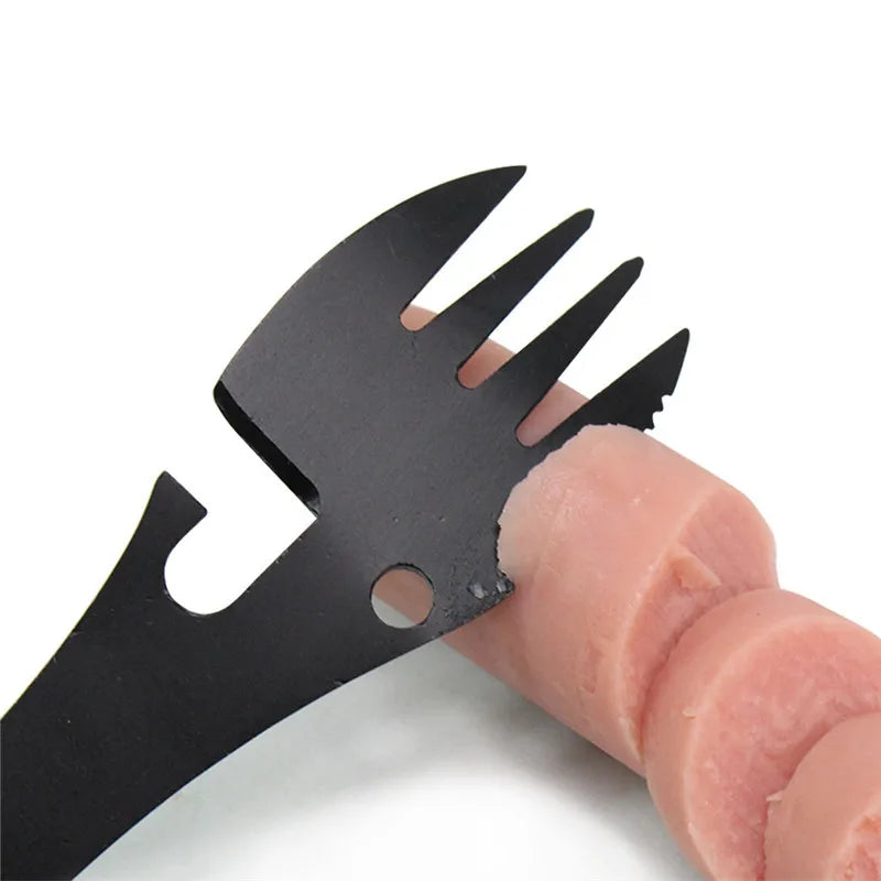 Outdoor Survival Tools 5 in 1 Camping Multi-functional EDC Kit Practical Fork Knife Spoon Bottle/Can Opener Camping Multitool
