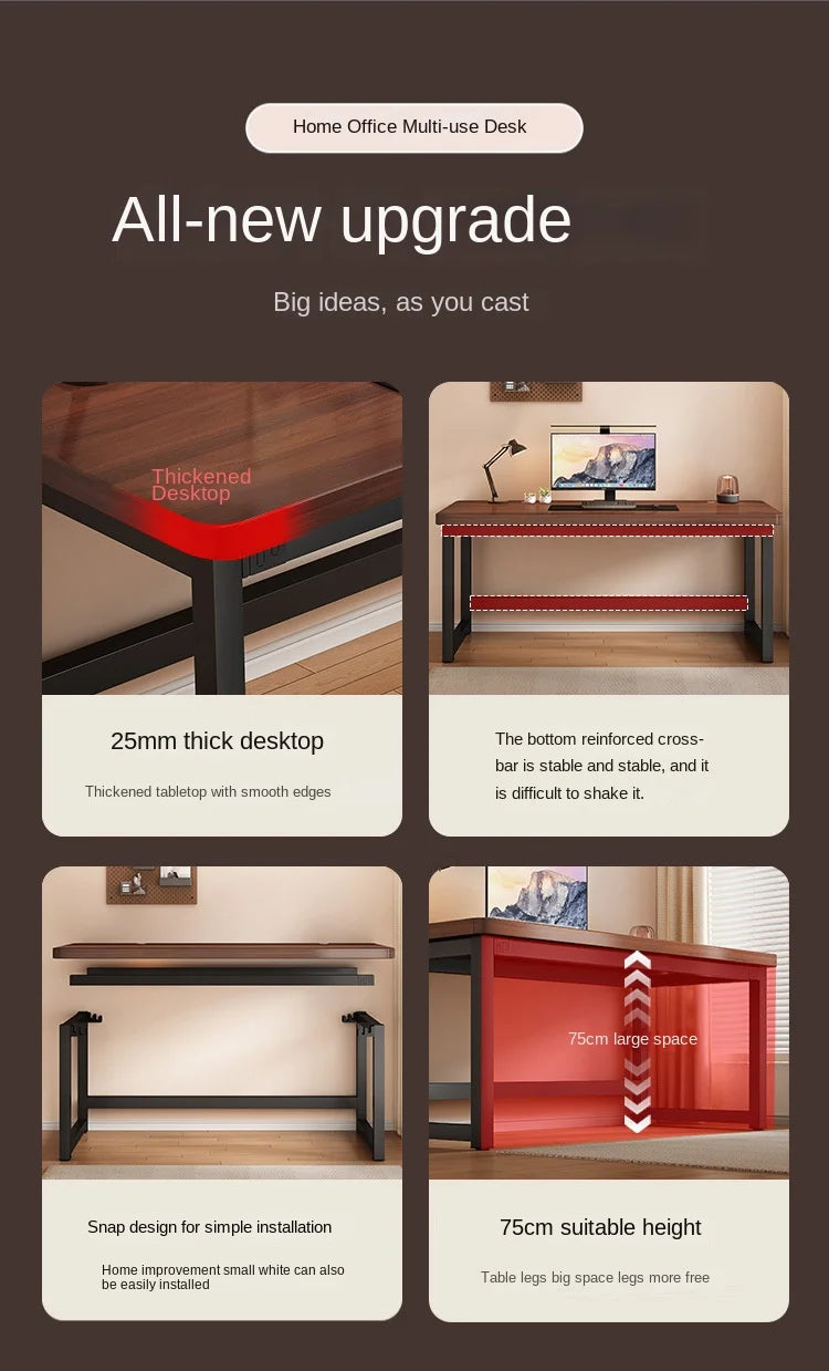 Solid wood computer desk, study desk, writing desk, long table, simple bedroom gaming desk, workbench