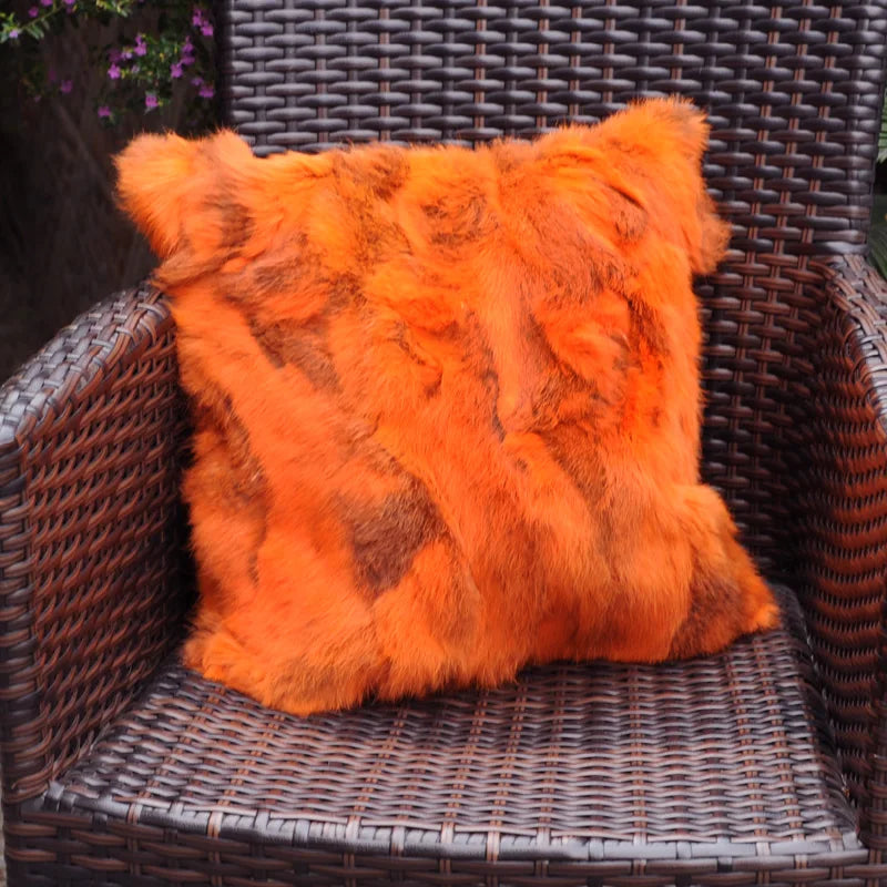 Soft and Warm Real Rabbit Fur Patchwork Pillow Case, Free Shipping, CX-D-17, Free Shipping