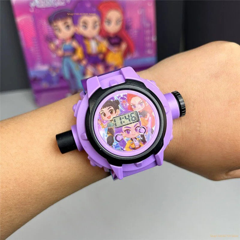 Kids Projection Watch 24 Images Cartoon Digital Electronic Wristwatch Multifunctional Toy Watch for Fans Birthday Party Favors