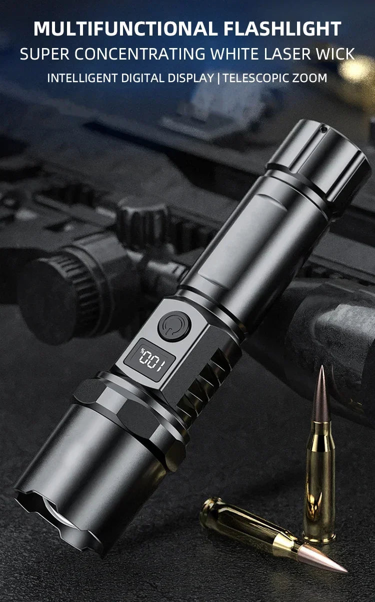 Super Bright LED Flashlight 3 Lighting Modes Built-in Battery Flashlights USB C Rechargeable Zoom Self Defensa Tactical Torch