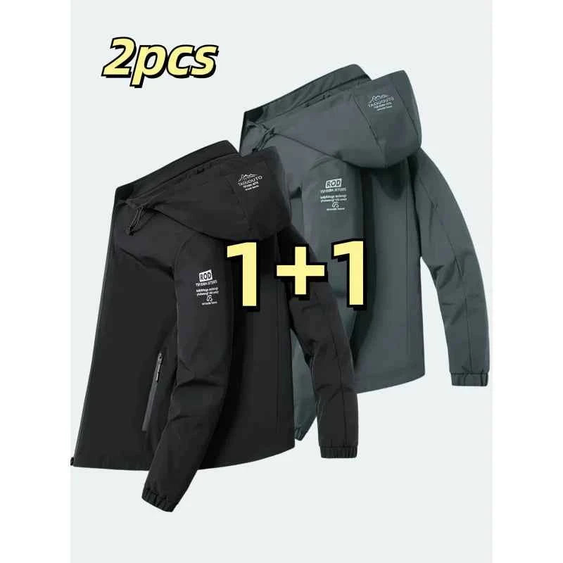 Windproof detachable hooded jacket Korean style trendy loose fashion casual men's jacket