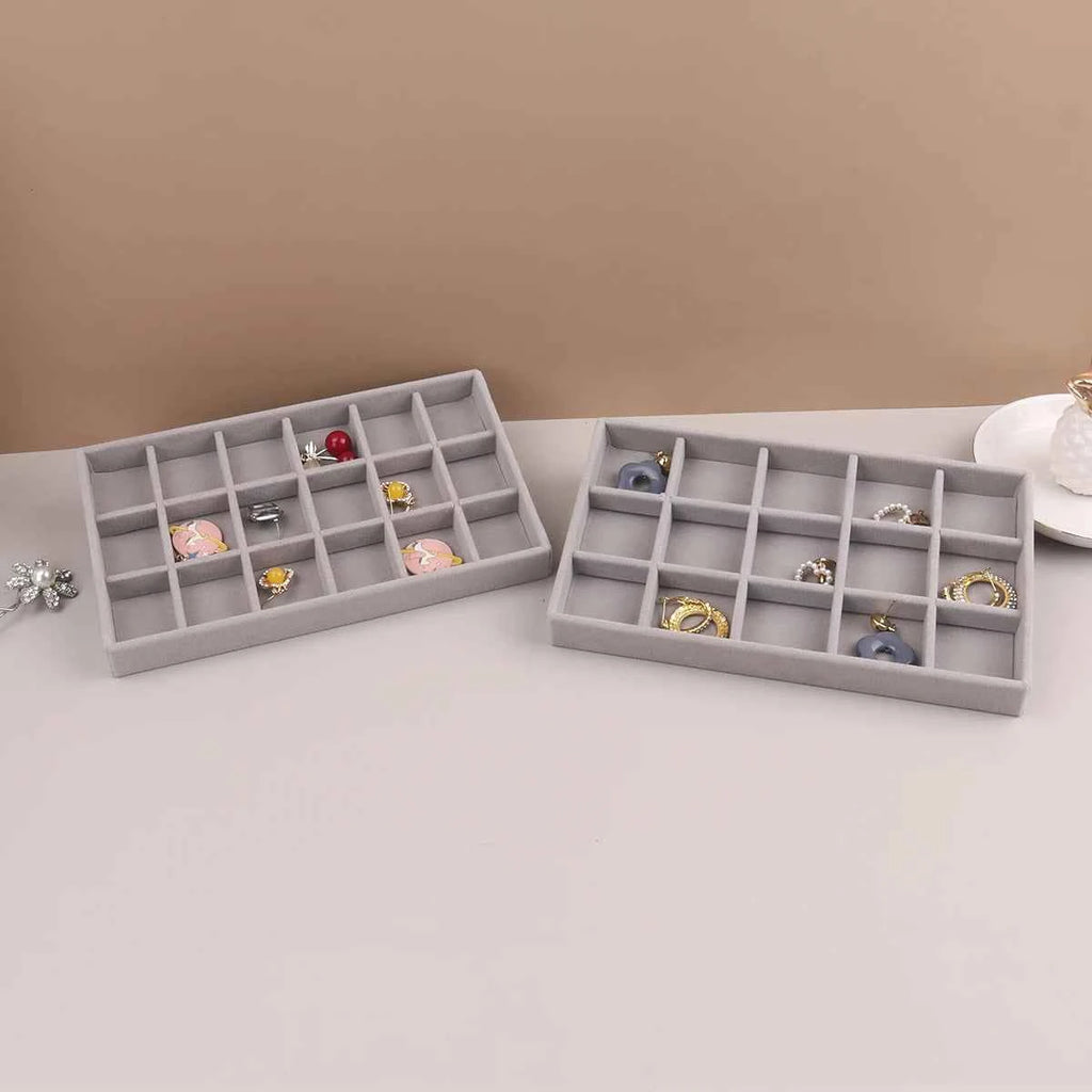 Velvet Jewelry Display Stackable Exquisite Jewellery Holder Portable Ring Earrings Necklace Organizer Box organizator de boys