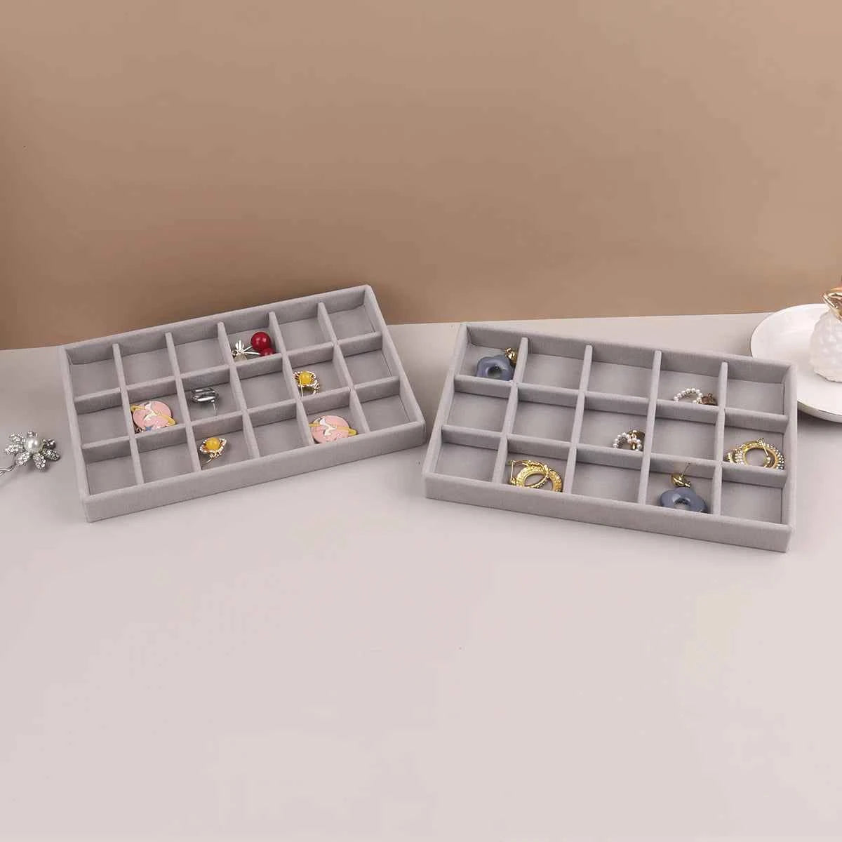 Velvet Jewelry Display Stackable Exquisite Jewellery Holder Portable Ring Earrings Necklace Organizer Box organizator de boys