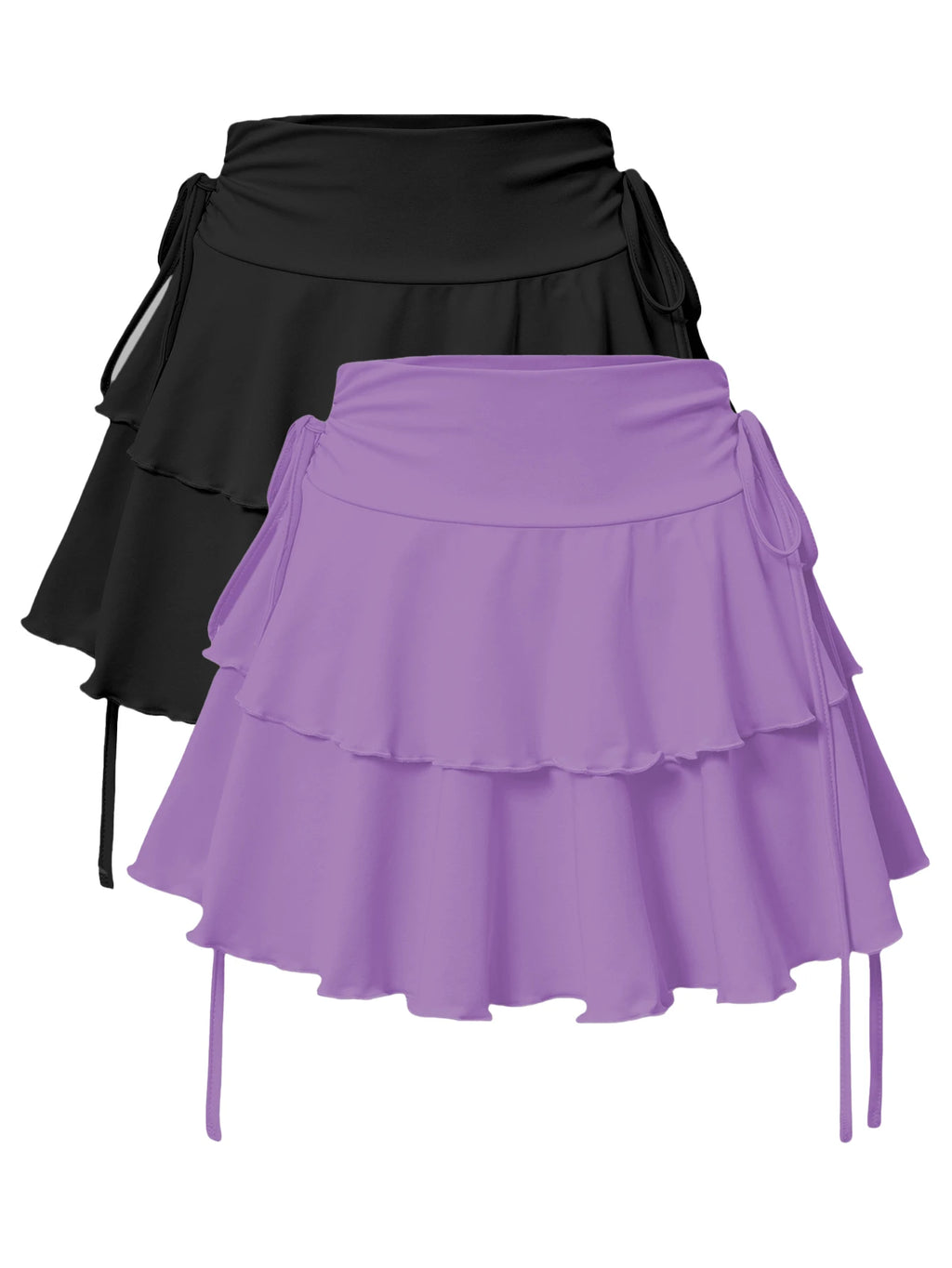 2025 New Solid Color Skirt Women Summer Fashion Outdoor Versatile High Waist Slim Fit Elastic Waist Sexy Mini Short Skirt 2Piece