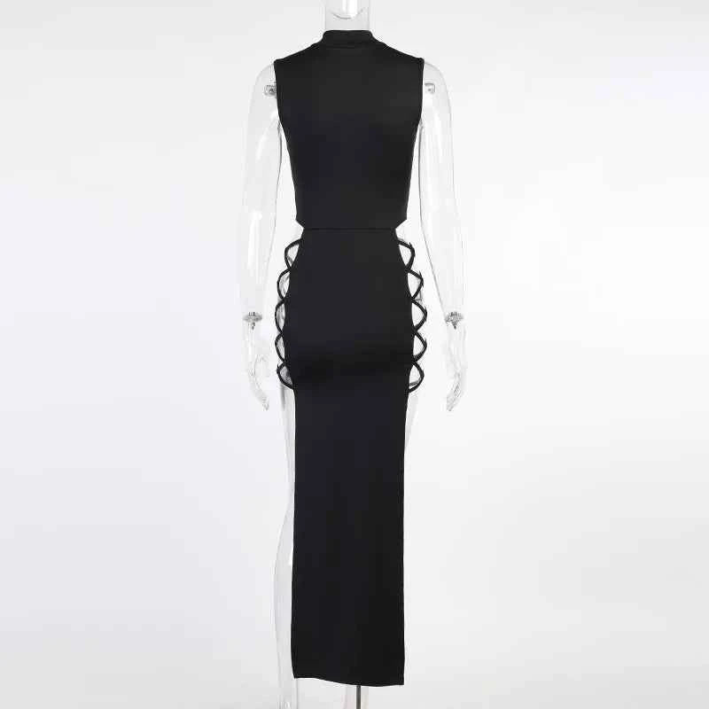 New Elegant Black Sleeveless Bandage Sexy Dress for Women Club Party Backless Tank Dresses Skinny Fashion Summer