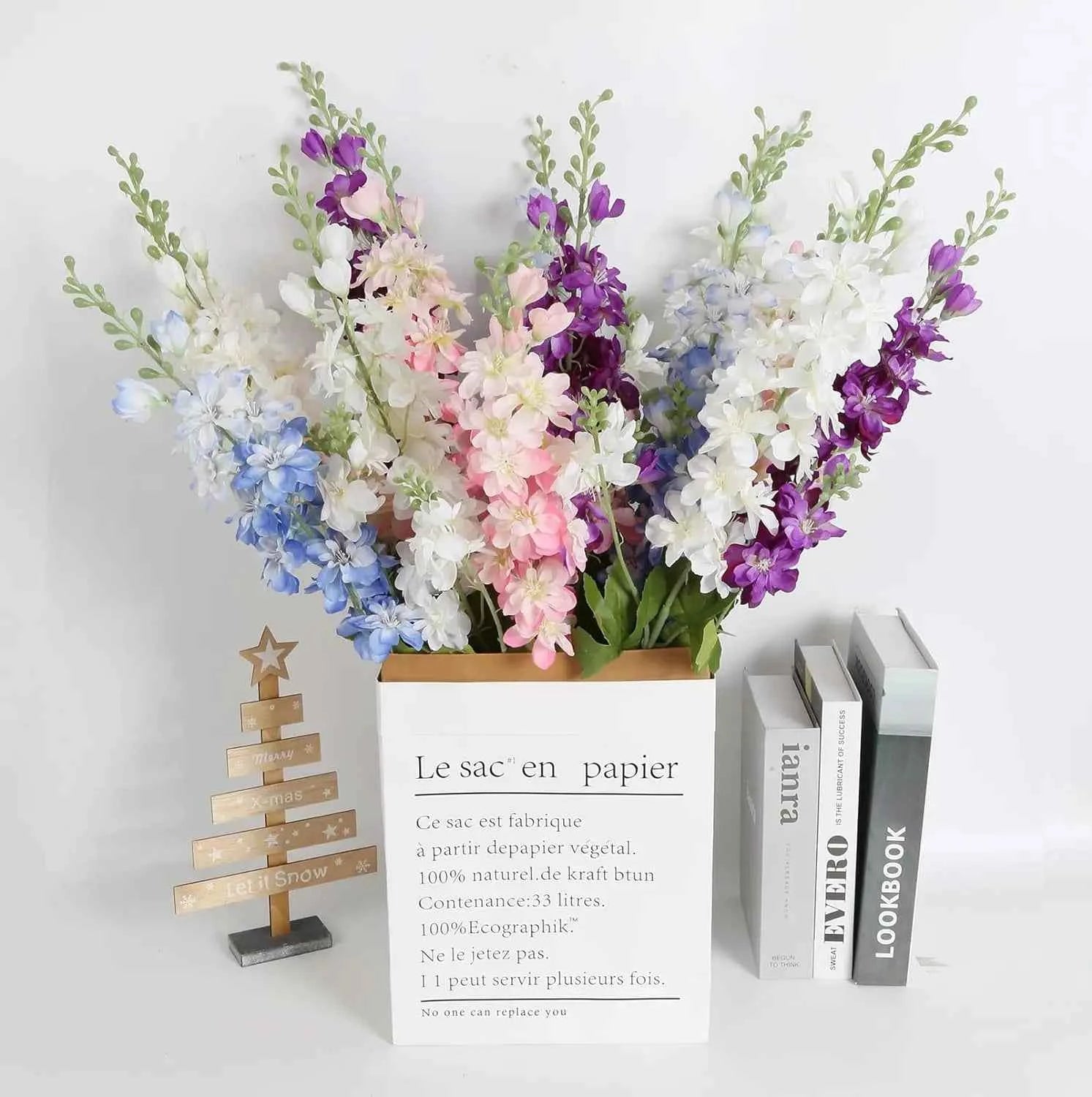 YeeNanee 6pcs Blue Delphinium Artificial Flowers Long Stem Larkspur for Wedding Centerpieces Floral Arrangements Home Vase Decor