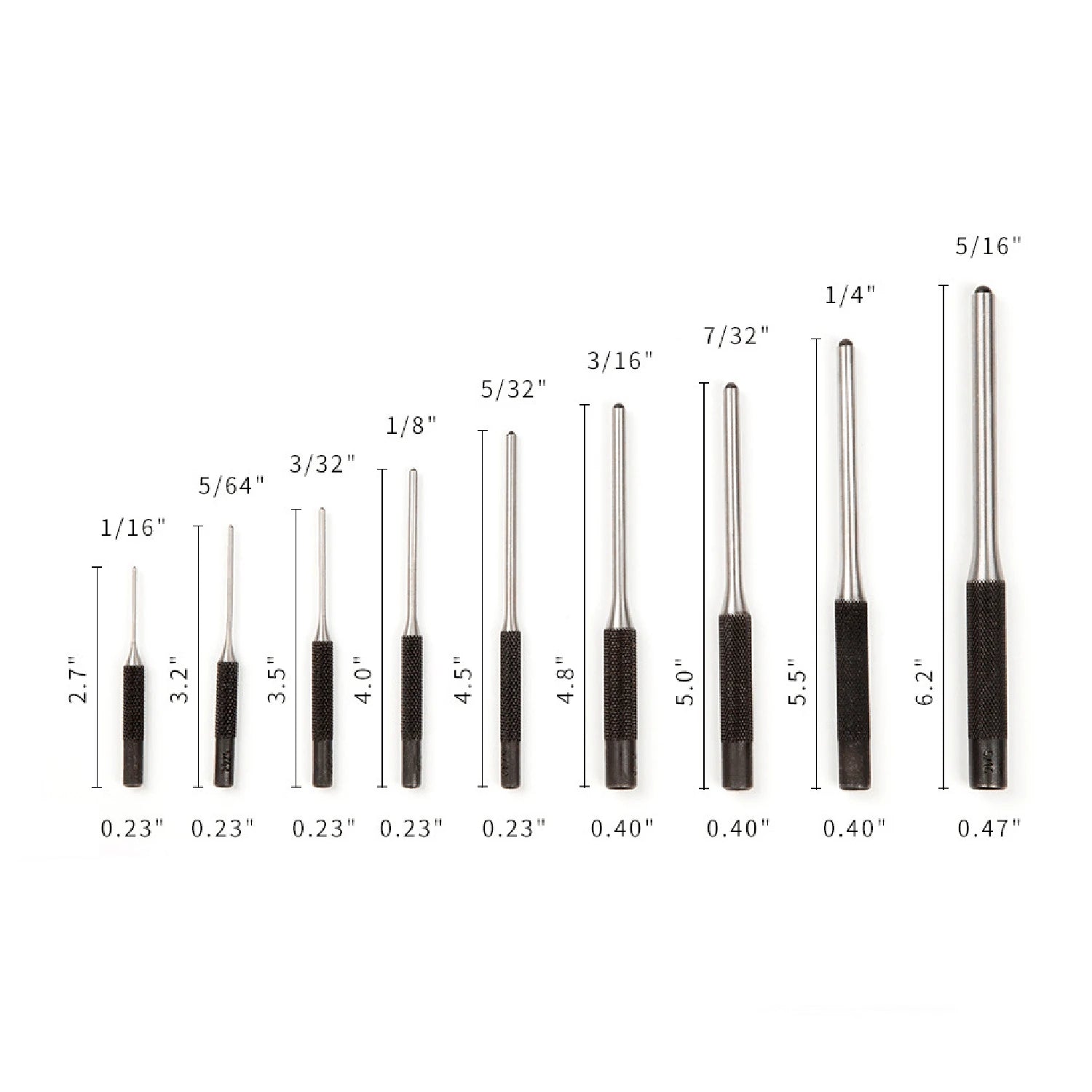 9 Pieces Roll Pin Punch Set Steel Punches Hand Pin Removing Tool with Carrying Case for Jewelers Watchmakers Carpenters