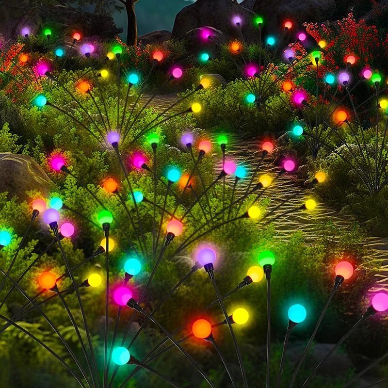 LED Solar Garden Lights Outdoor Firefly Lights Sway By Wind Waterproof for Garden Patio Pathway Fairy Decoration