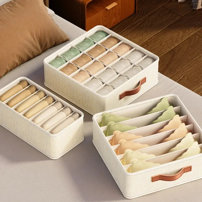 1-5PCS Fabric Drawer Organizers for Underwear Socks Bras - Closet Storage Box with Dividers Foldable Wardrobe Shelf Organizer Se