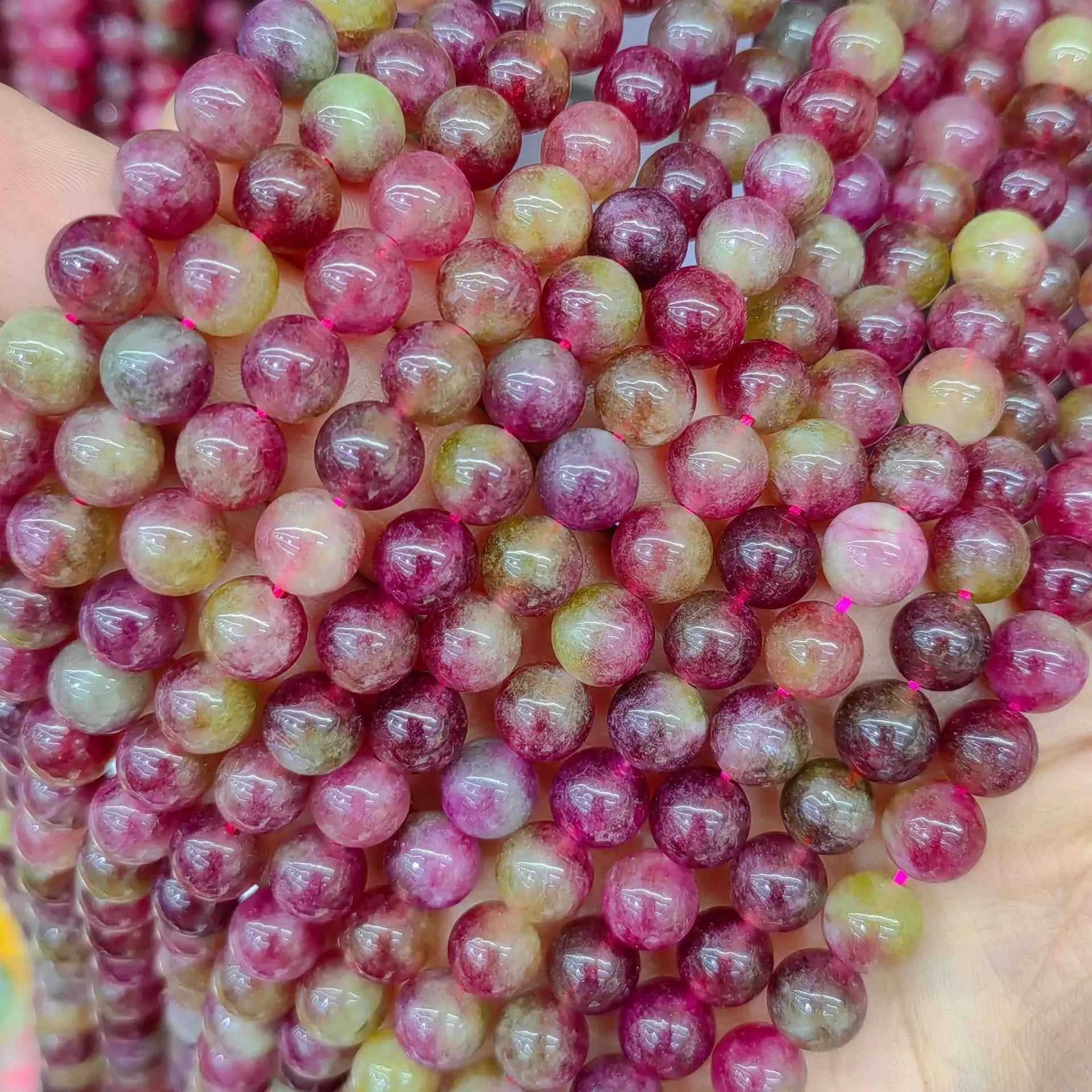 6/8/10mm Loose Optimize Watermelon Tourmaline Crystal Natural Stone Beads for DIY Bracelet Necklace Jewelry Making Beaded Access