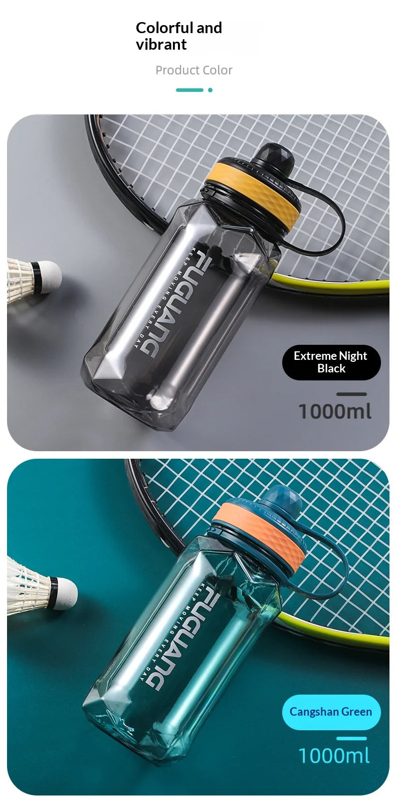 Large-capacity Sports Water Bottle Made of PC Material with Leak-proof Design Suitable for Use in Fitness Venues and Outdoors