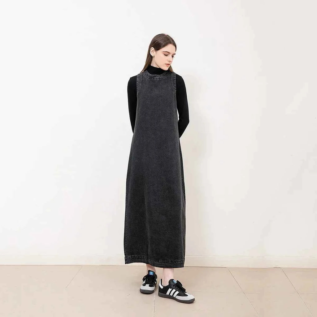 AP New 2025 Autumn Women Denim Sleeveless Dress Black Knitting Cardigan Fashion Style