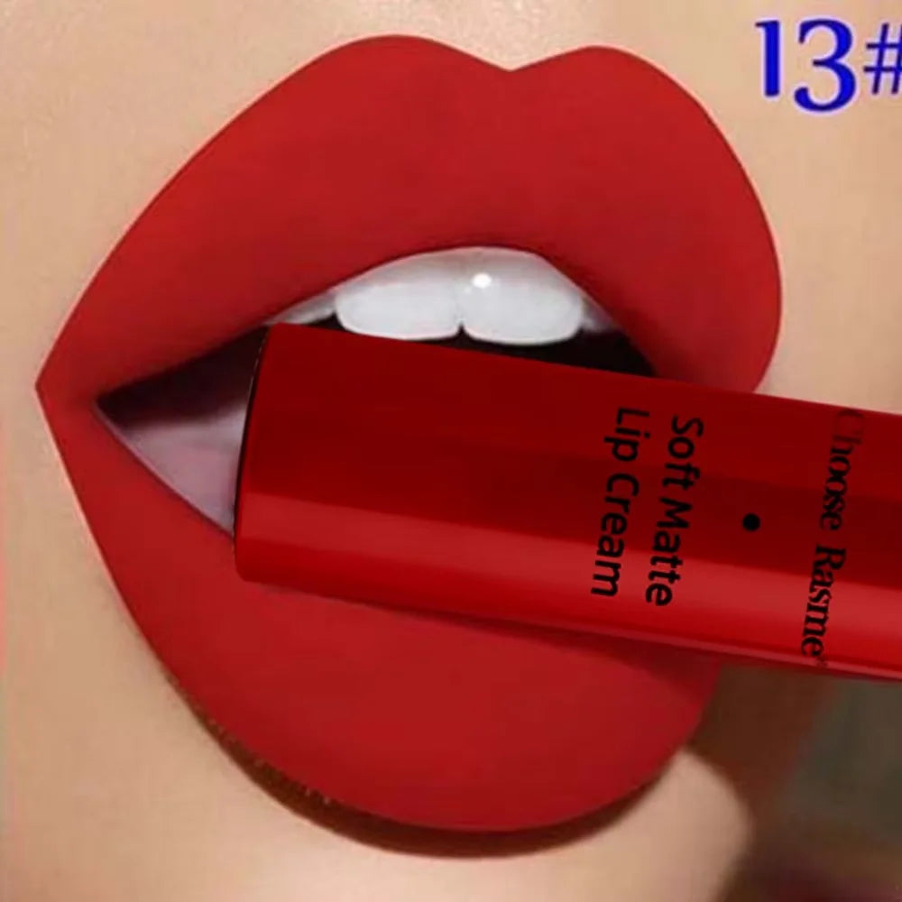 QIBEST Sexy Velvet Matte Lip Gloss Liquid Lipstick Lipgloss Beauty Red Nude Waterproof Long-lasting Lip Stain Makeup For Women