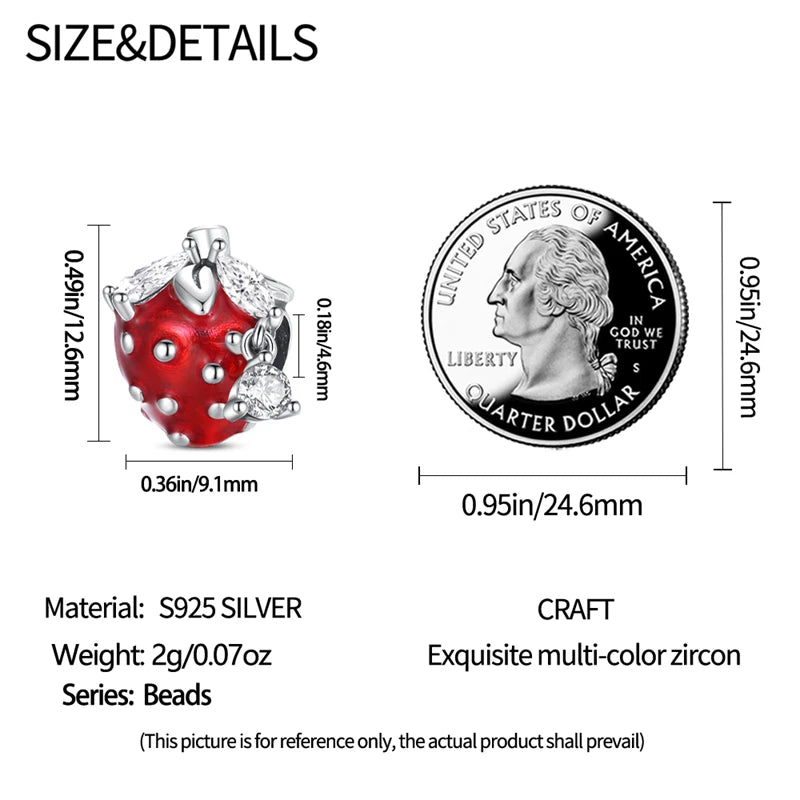 New 925 Silver Color Strawberry Cherry Fruit Series Charms Beads Fit 3mm 925 Original Bracelets DIY Birthday Jewelry Gifts
