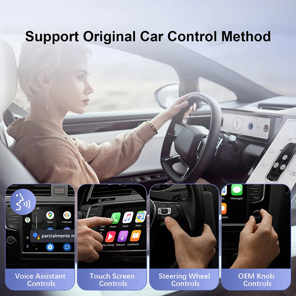 Wired To Wireless Carplay & Android Auto Mini Adapter USB Plug and Play Auto Connect for Factory Wired Carplay Android Auto Cars