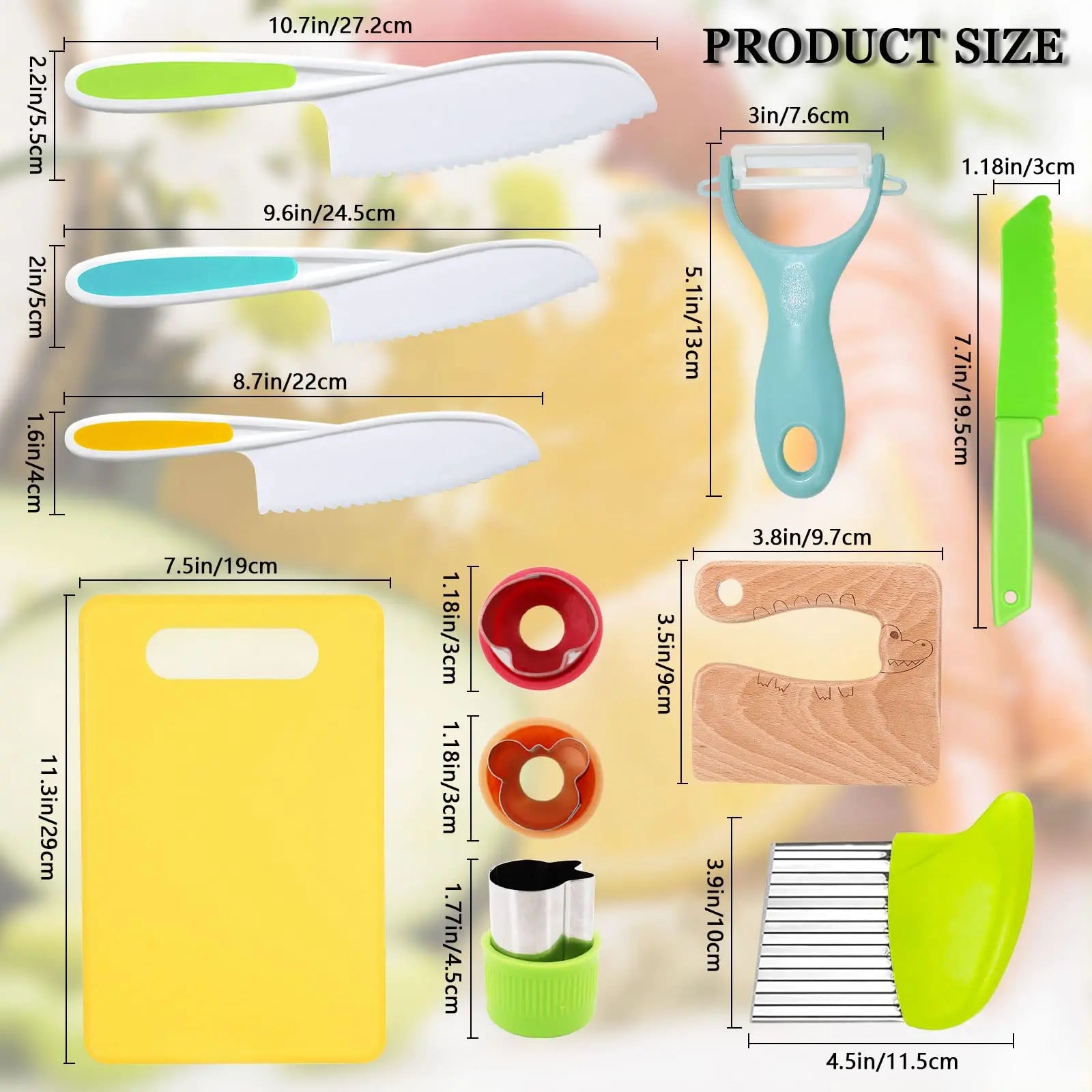 Kids Cooking Set Toys Montessori Kitchen Tools for Toddlers Kids Safety Plastic Knife Set With Cutting Board for Real Cooking
