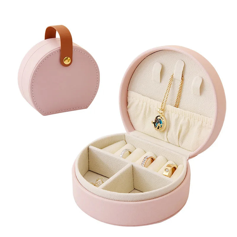 Mini Jewelry Organizer Display Travel Jewelry Case Boxes Earrings Necklace Ring Portable Handbag Jewelry Box Leather Storage