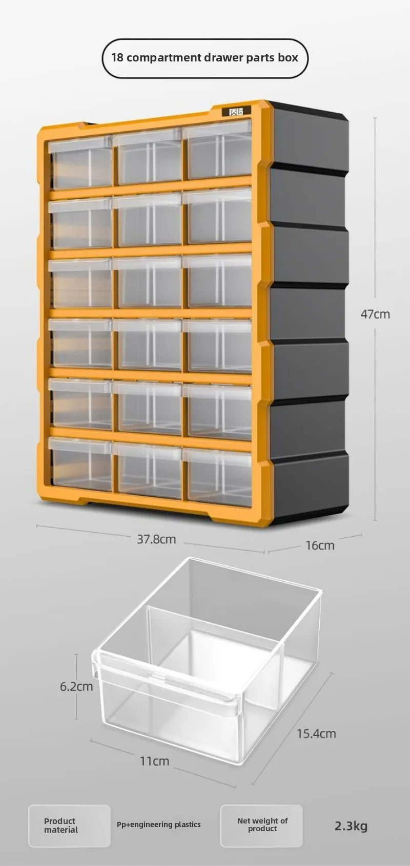 Hardware Toolbox Hanging Design Tool Parts Box Drawer-type Classification Storage Box Sturdy and Durable Tools Packaging
