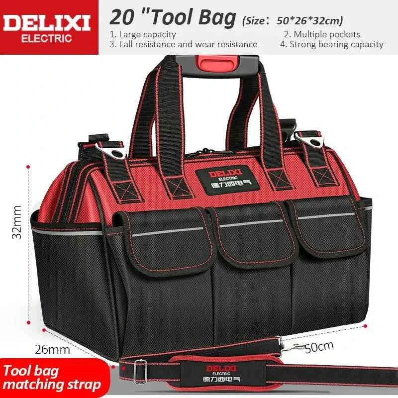 DELIXI ELECTRIC Tool Bag,Multifunctional Waterproof Storage Bags,Suitable for Electricians,Carpenters,Car Mechanics,Homeowners